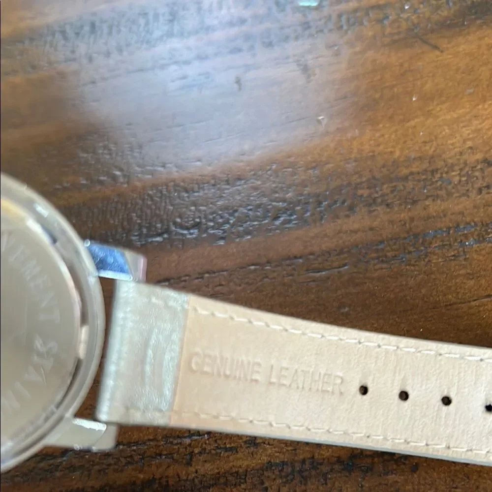 Chico Cream Metallic leather band Watch with Silver Accents